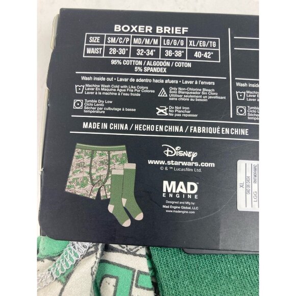*New Disney Star Wars The mandalorian Boxer Brief Crew Sock Set Green Size XL - Picture 3 of 4